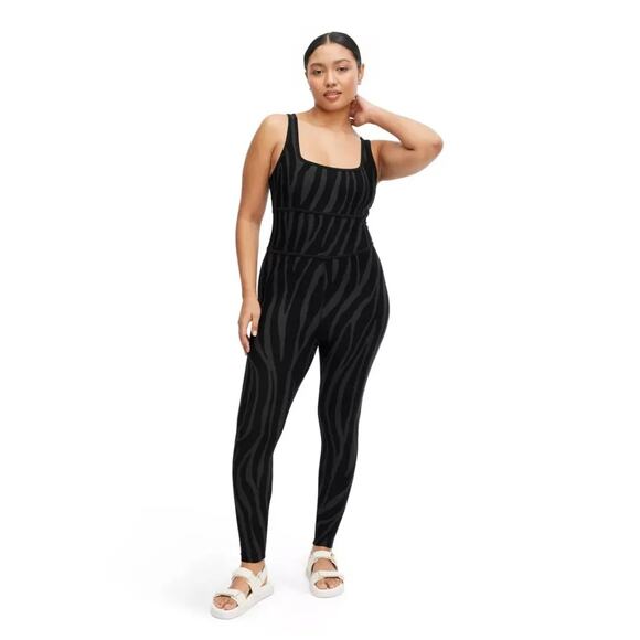 DVF x Target Tonal Zebra Activewear Jumpsuit Black Gray Unitard Womens XXS - Picture 7 of 8